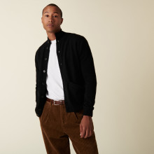 Gilet en cachemire boutonné à poches - Erwan 7410 Noir - 01 Noir