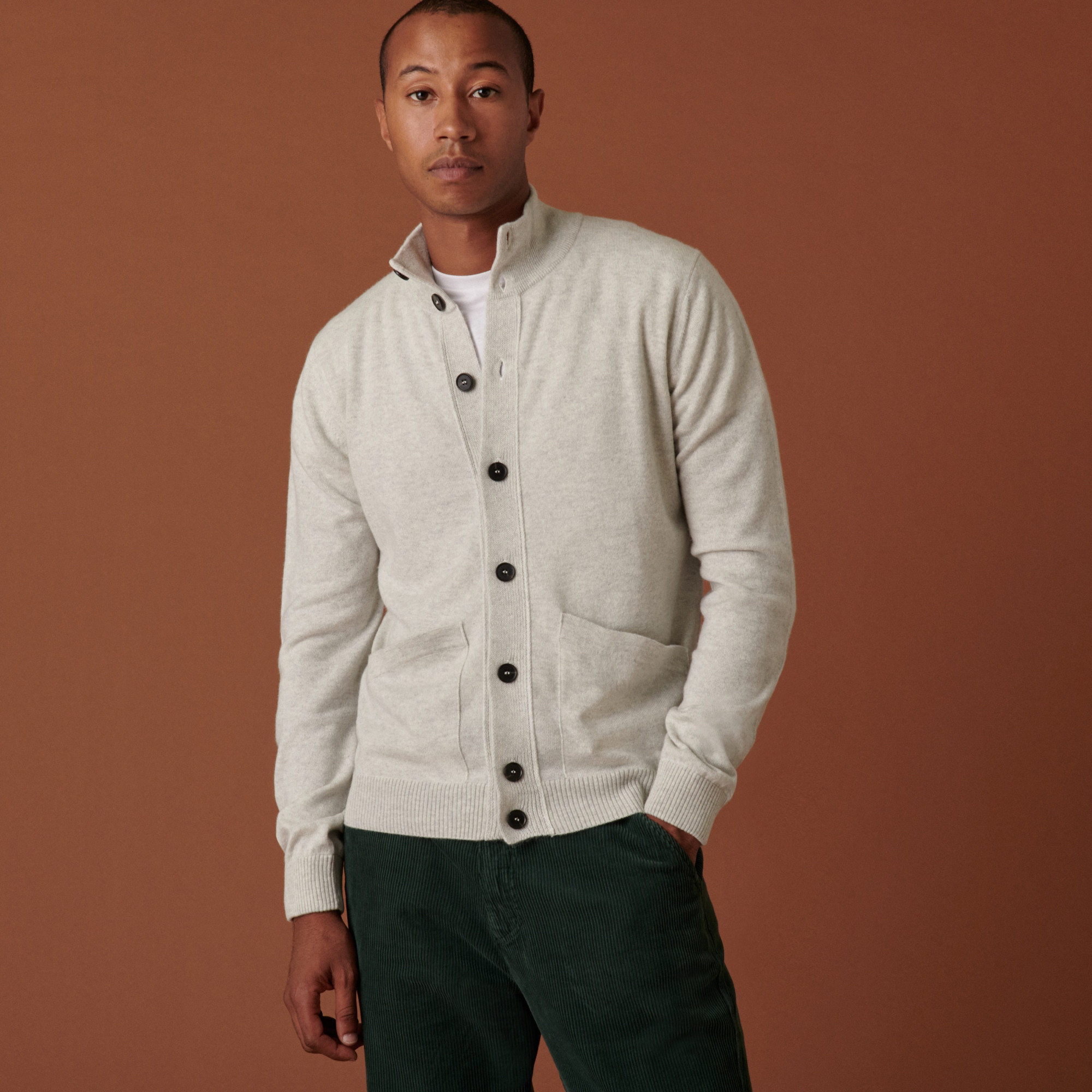 Gilet en cachemire boutonné à poches - Erwan 7412 Gris Clair - 11 Gris Clair