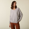 Pull ample boutonné à col rond en cachemire - Acene 7412 gris clair - 11 Gris clair
