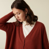 Cardigan col V boutonné à poches en cachemire - Achille 7461 cognac - 92 Rouille