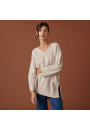 Pull ample à fentes en cachemire et laine recyclés - Darius 7403 ecru - 82 Ecru