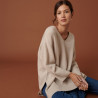 Pull ample à fentes en cachemire et laine recyclés - Darius 7403 ecru - 82 Ecru