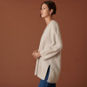 Pull ample à fentes en cachemire et laine recyclés - Darius 7403 ecru - 82 Ecru
