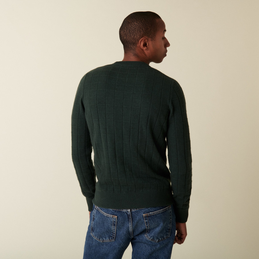 Round-neck cashmere sweater in checkered mesh - Alexis