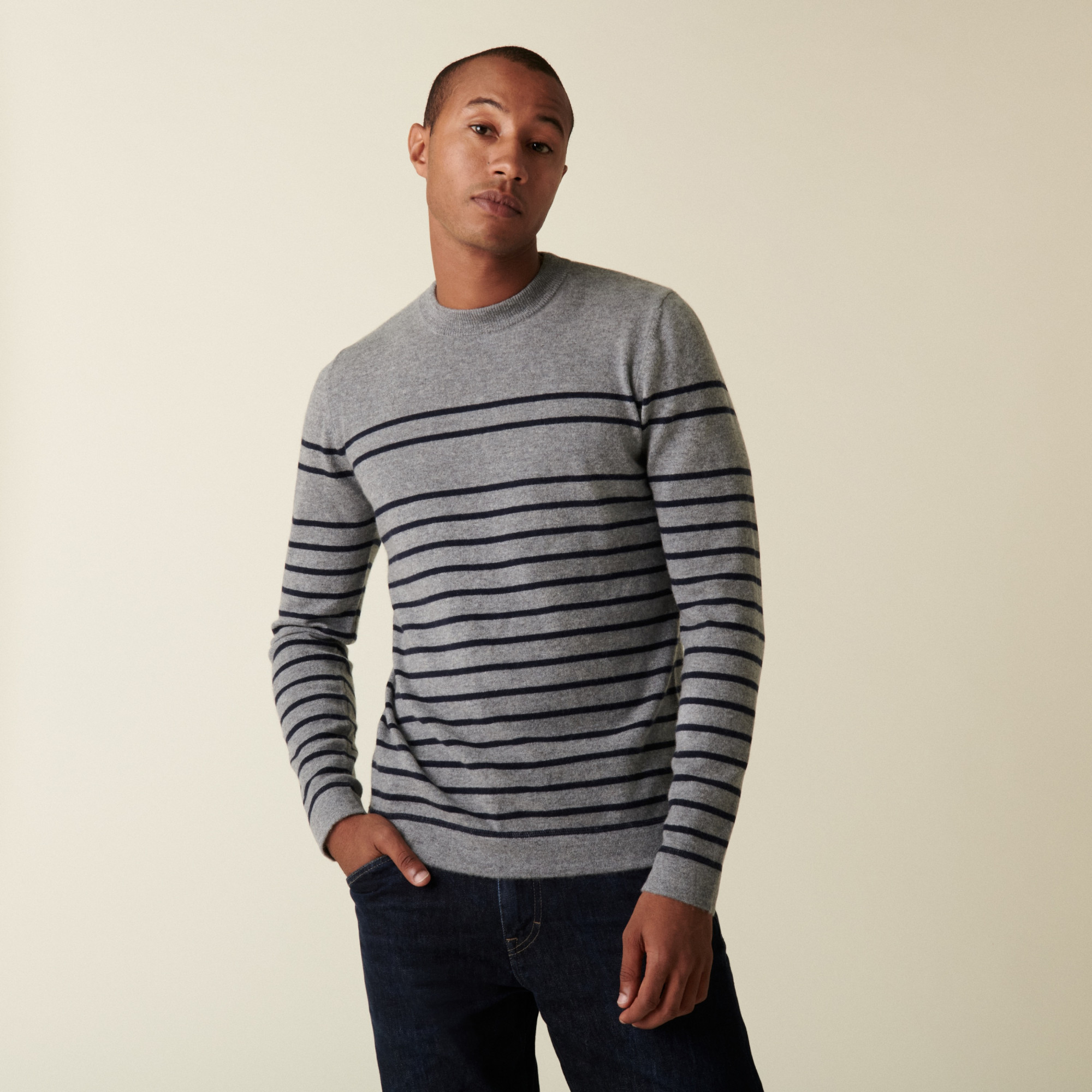 Round-neck striped cashmere sweater - Auguste