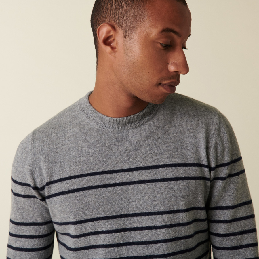 Round-neck striped cashmere sweater - Auguste
