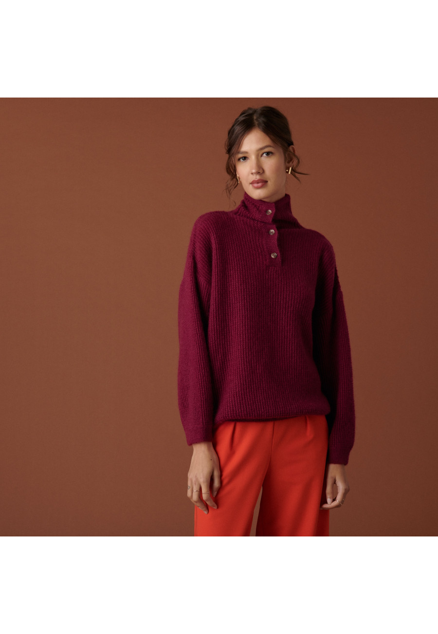 Pull oversize boutonné en mohair - Clea