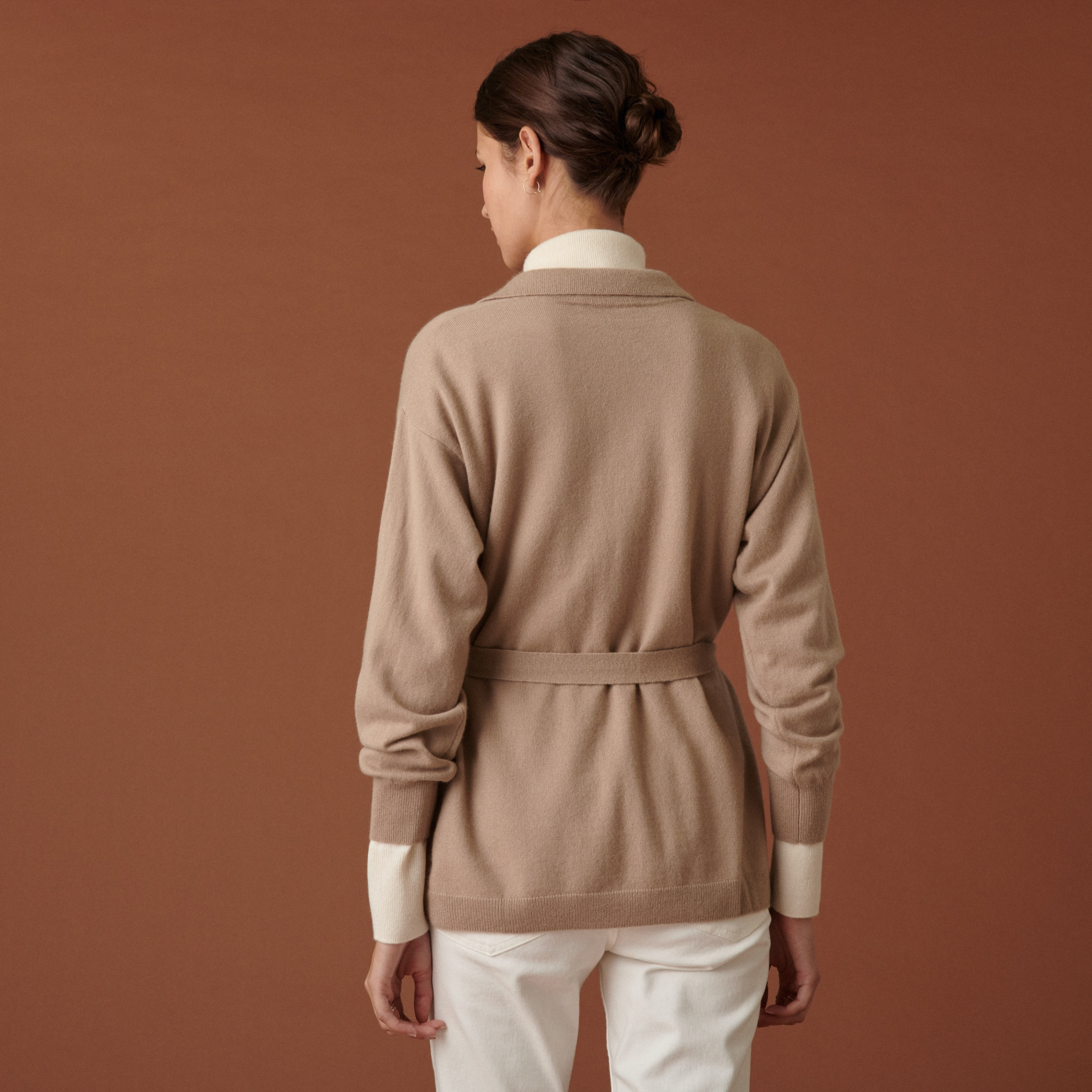 Veste boutonnée en cachemire col polo - Clemence 7404 sable - 13 Beige moyen