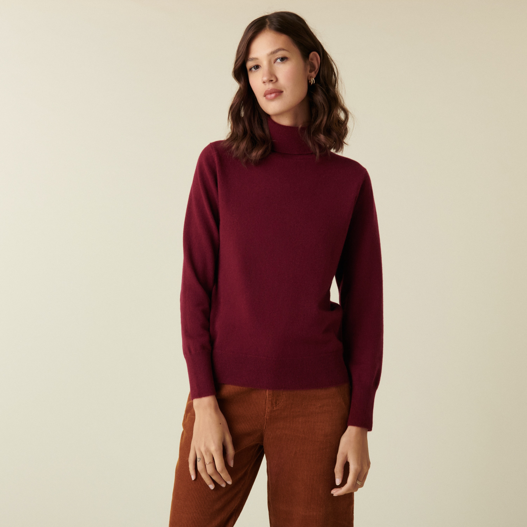 Pull col roulé en cachemire - Abesse 7482 griotte - 51 Bordeaux
