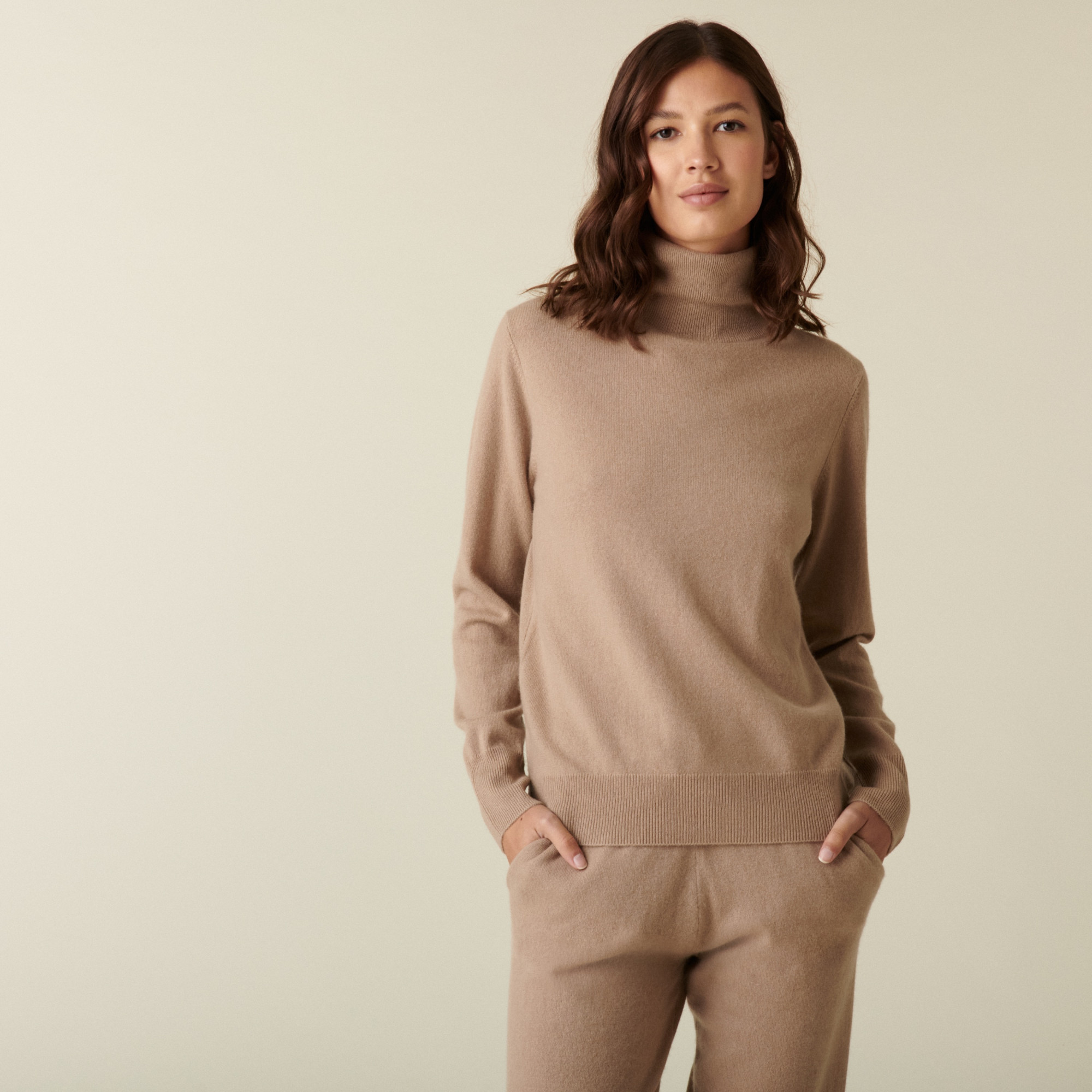 Pull col roulé en cachemire - Abesse 7404 sable - 13 Beige moyen