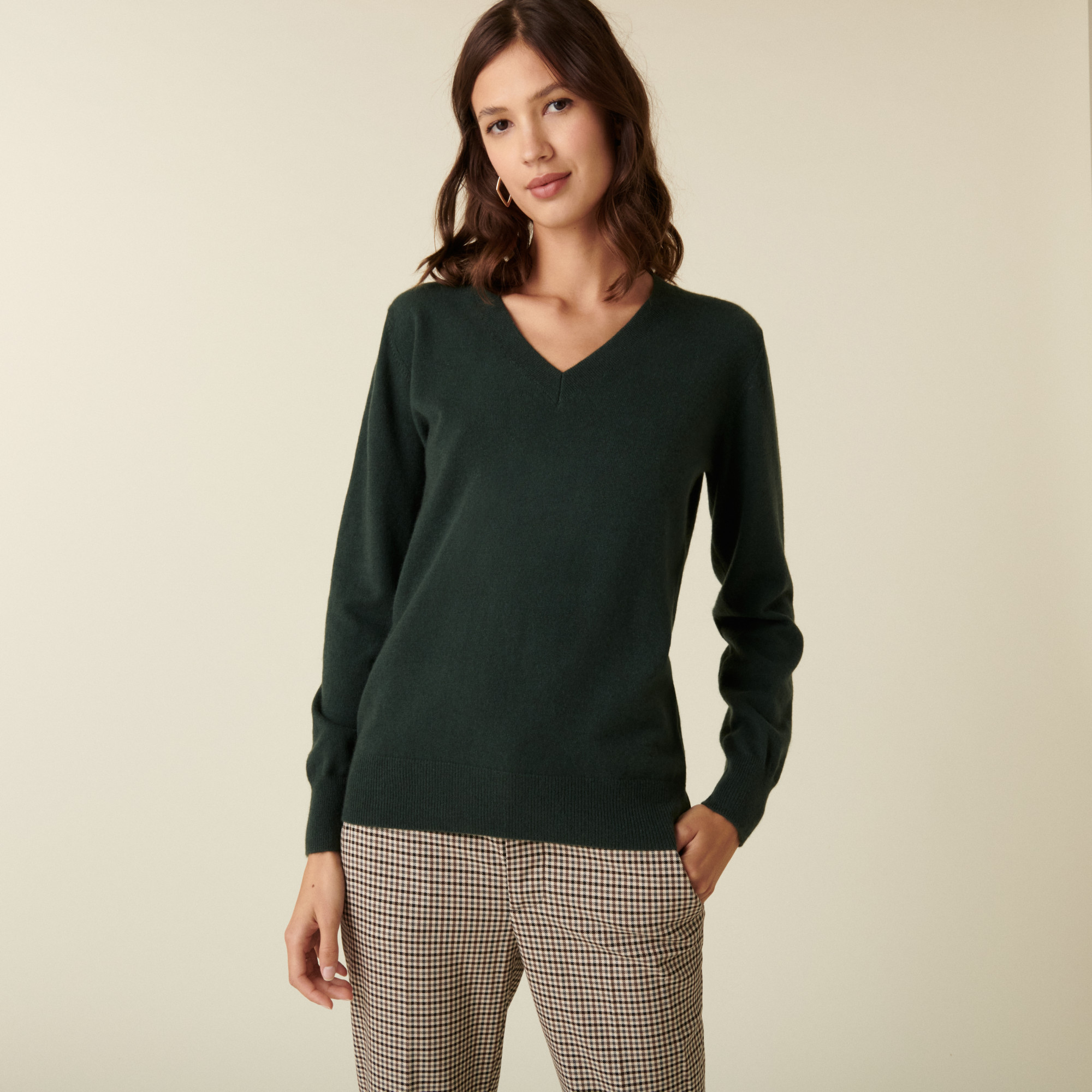 Pull col V en cachemire - Abel 7451 bronze - 83 Kaki