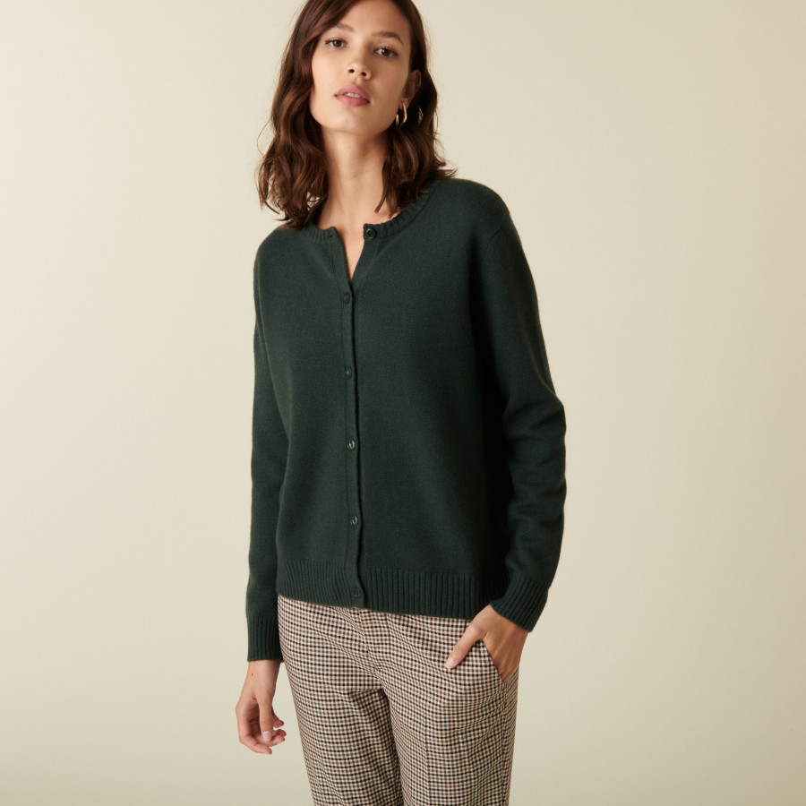 Cardigan en cachemire col rond boutonné - Adelys