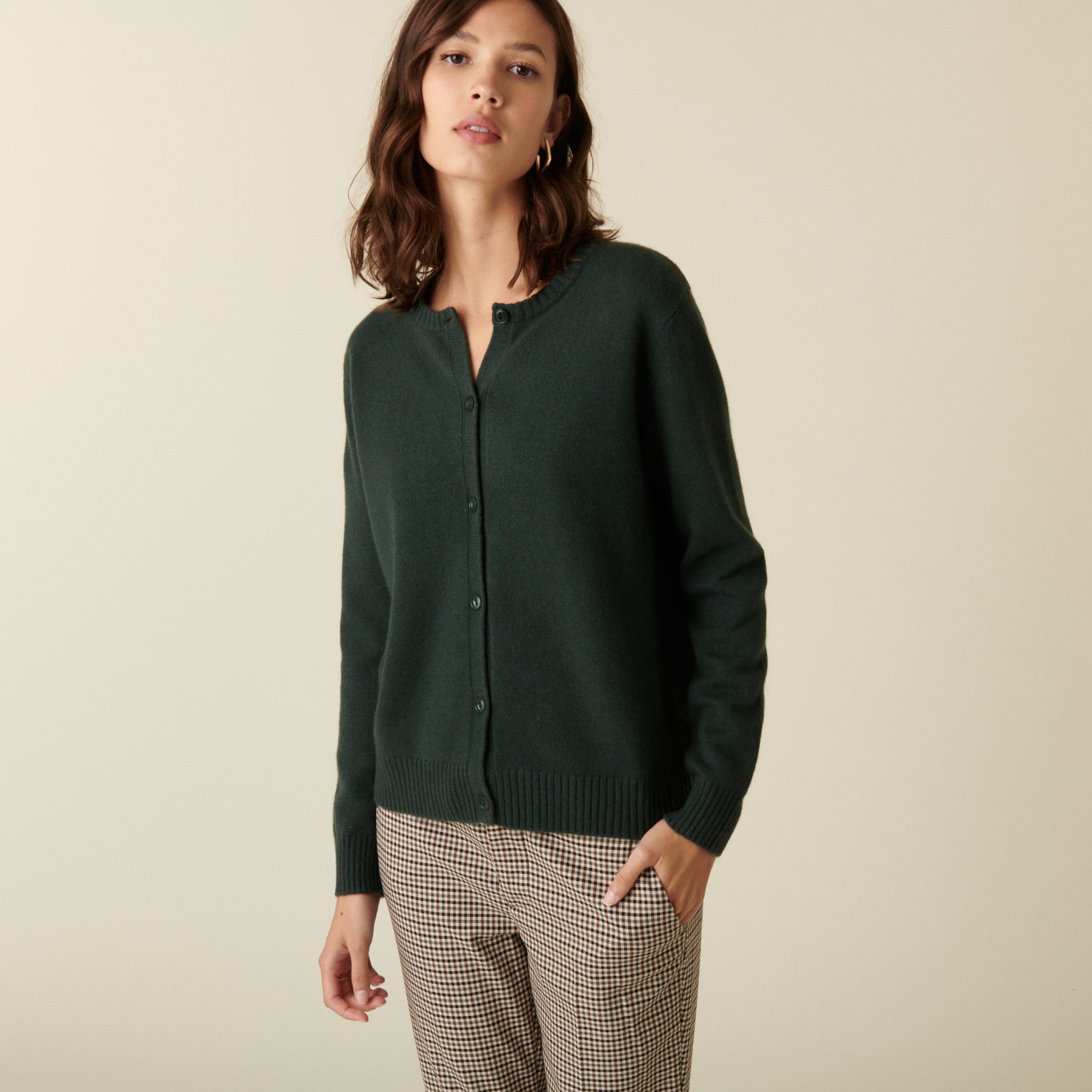 Round neck cashmere cardigan with buttoned - Adelys