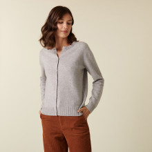 Round neck cashmere cardigan with buttoned - Adelys