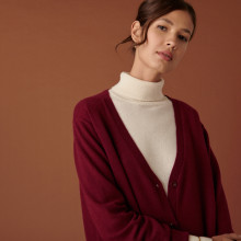 Long V-neck cashmere cardigan with slits and pockets - Aden