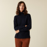 Pull col roulé à fentes en cachemire 4 fils - Adena 7440 marine - 05 Bleu marine