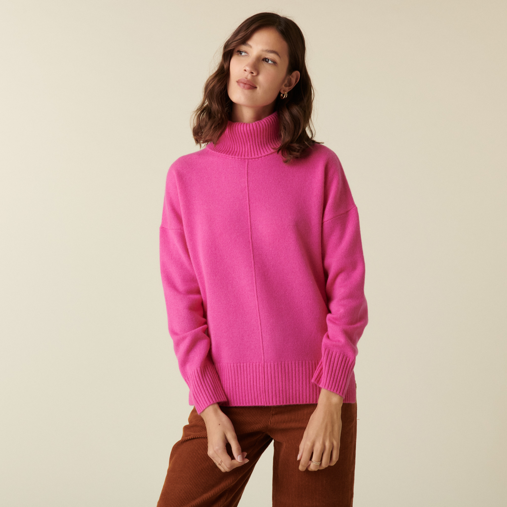 Pull col roulé à fentes en cachemire 4 fils - Adena 7483 fushia - 91 Fuchsia