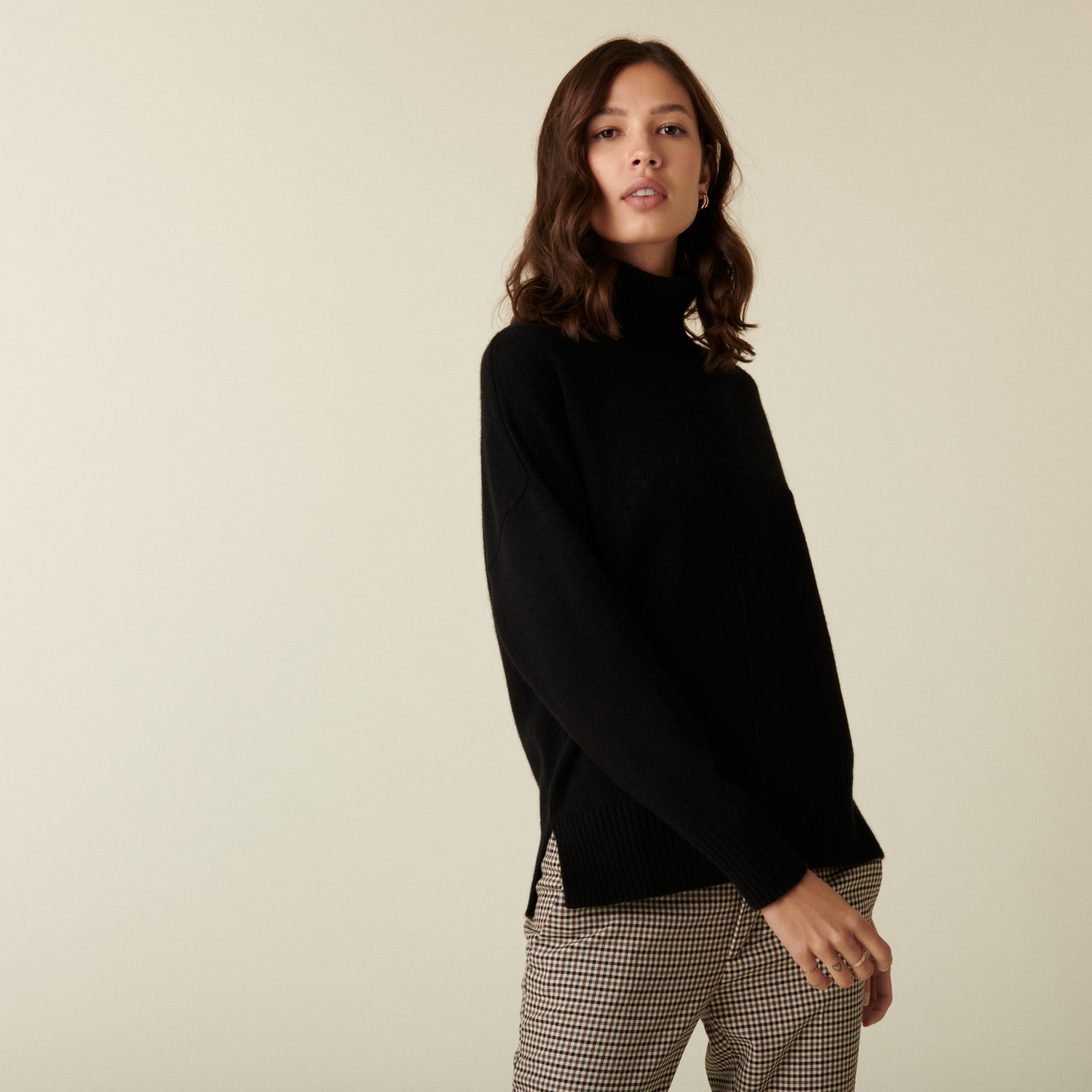 Pull col roulé à fentes en cachemire 4 fils - Adena 7410 noir - 01 Noir