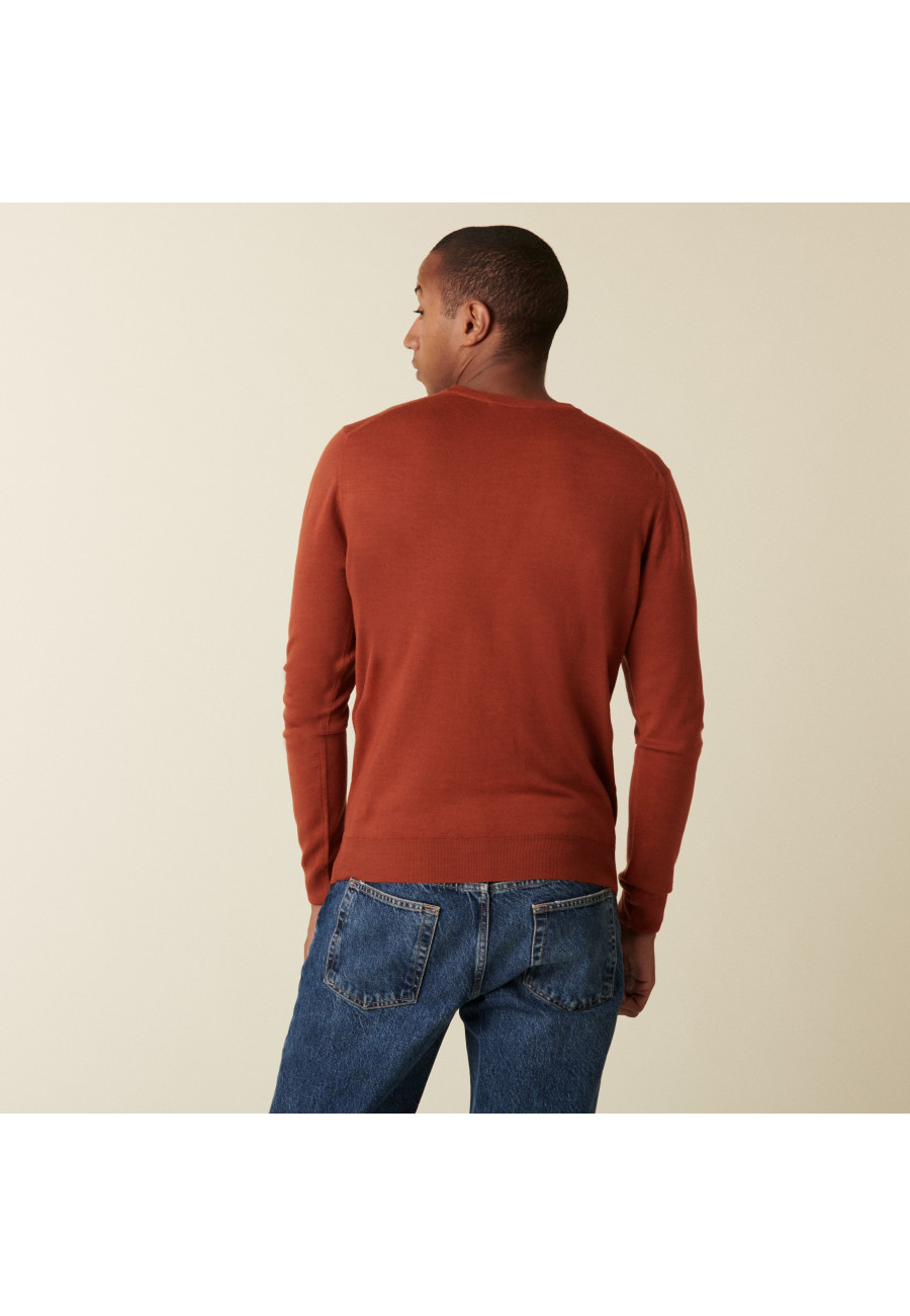 Round neck sweater with logo in merino wool - Eddie