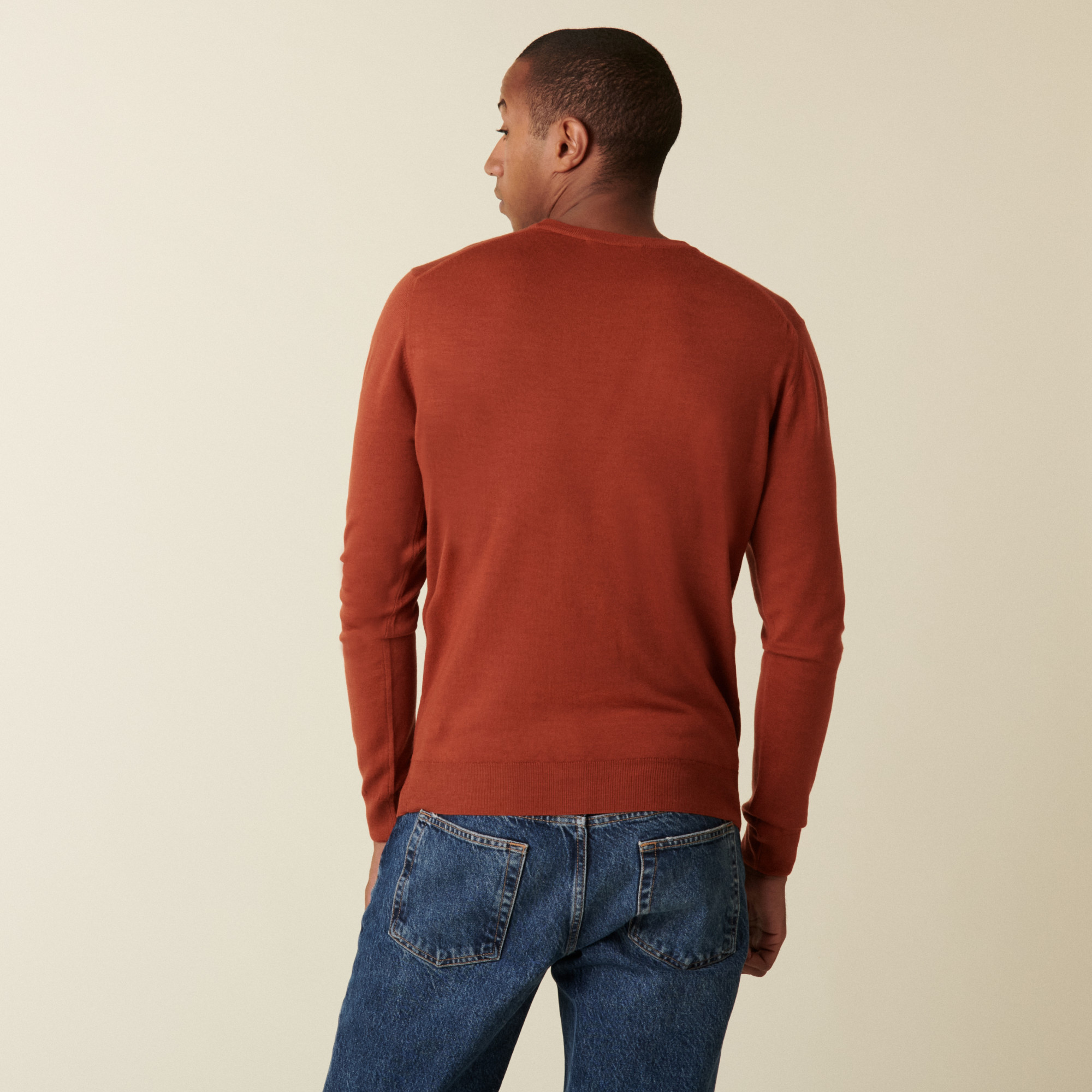 Pull col rond avec logo en laine mérinos - Eddie 7461 cognac - 92 Rouille