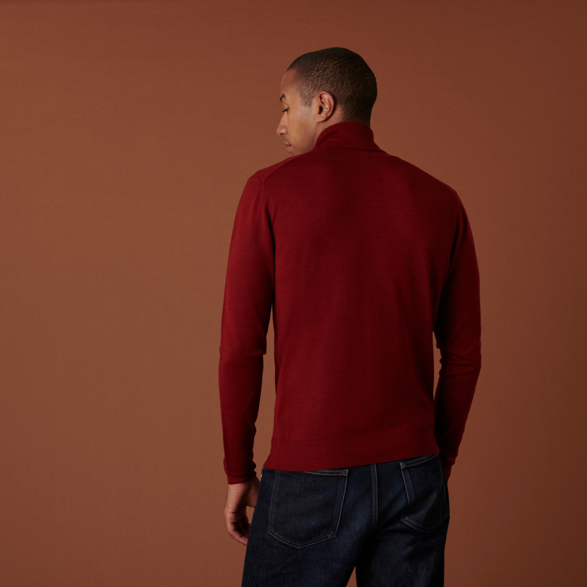 Pull col roulé avec logo en laine mérinos - Enzo 7481 cerise - 51 Bordeaux