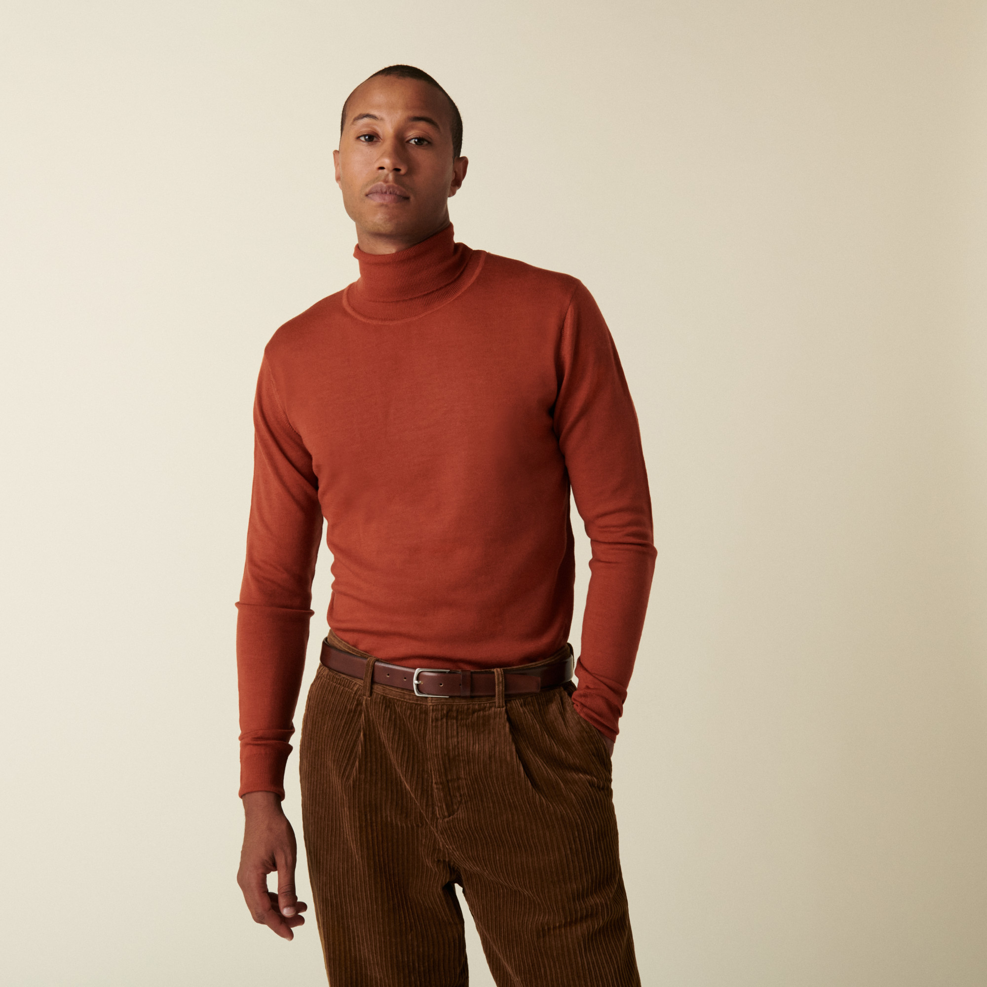 Pull col roulé avec logo en laine mérinos - Enzo 7461 cognac - 92 Rouille