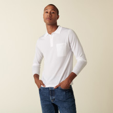 Polo manches longues homme en Fil Lumière Boris 0330 blanc - 02 Blanc