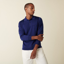 Polo manches longues homme en Fil Lumière Boris 2778 outremer - 75 Bleu nuit