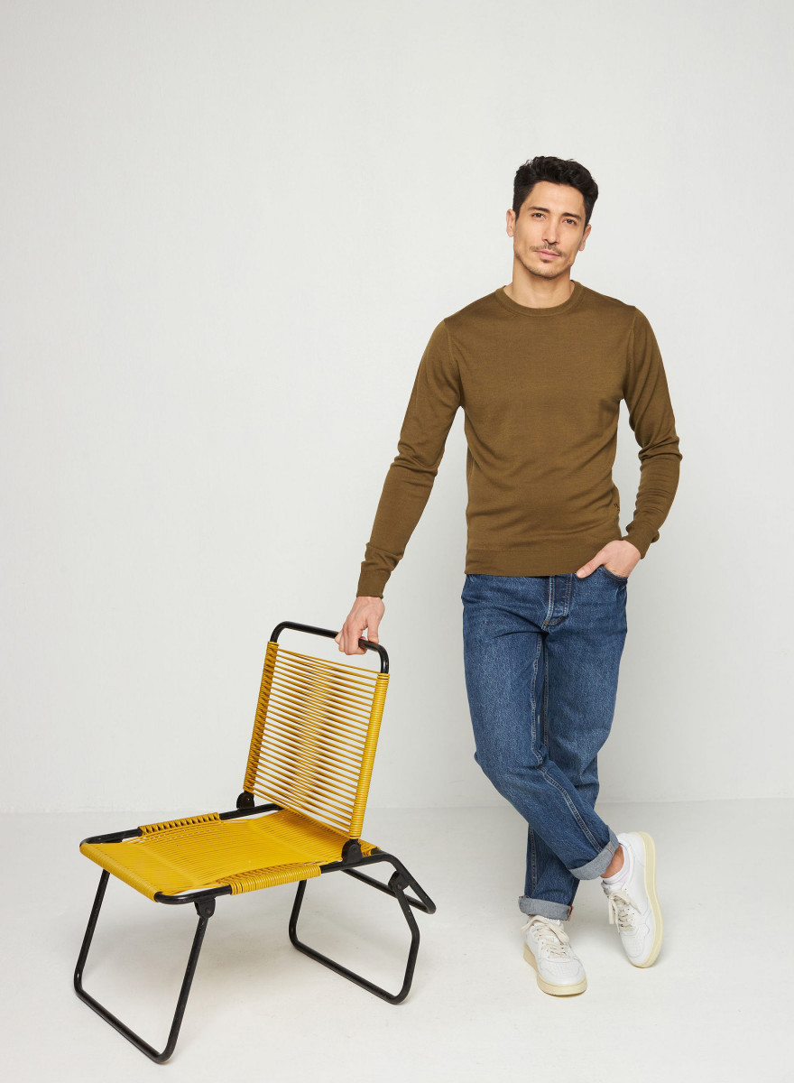 Suéter de gola redonda com logotipo de lã merino - Eddie