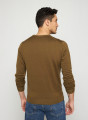 Pull col rond avec logo en laine mérinos - Eddie 7650 kaki - 83 Kaki