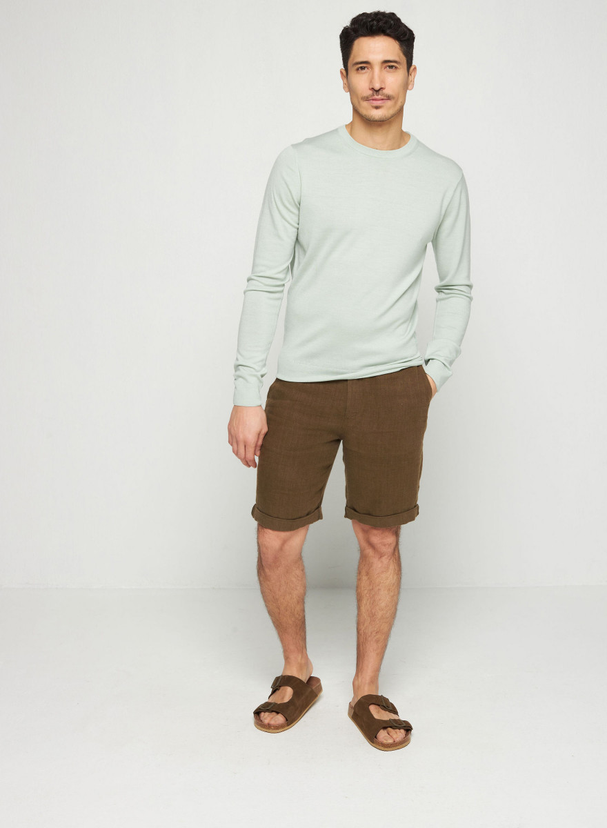 Round neck sweater with logo in merino wool - Eddie