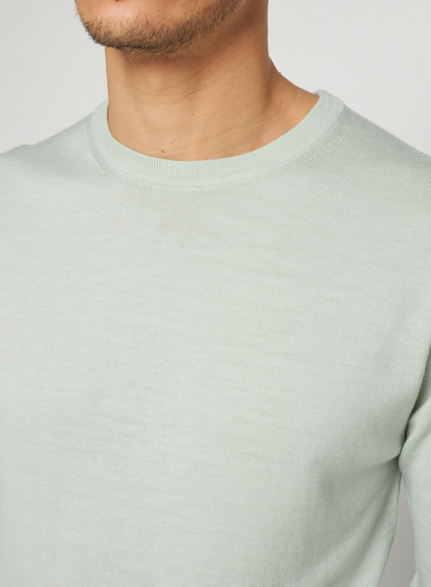 Pull col rond avec logo en laine mérinos - Eddie