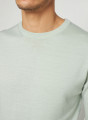 Pull col rond avec logo en laine mérinos - Eddie 7651 sauge - 23 Vert clair