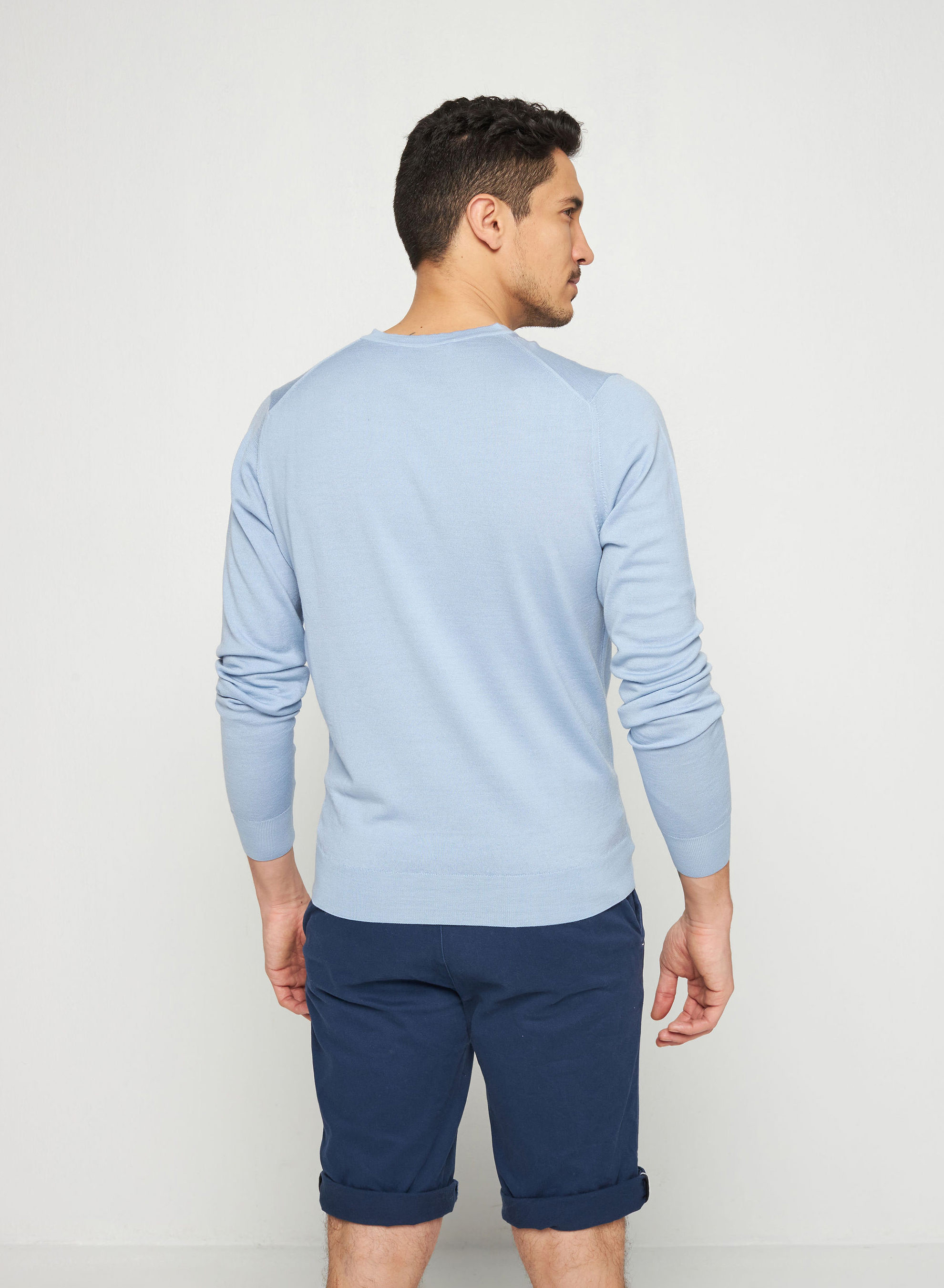 V-neck sweater with logo in merino wool - Elmo