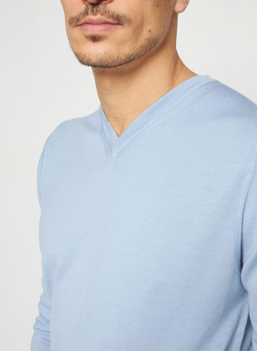 Pull col V en laine mérinos - Elmo