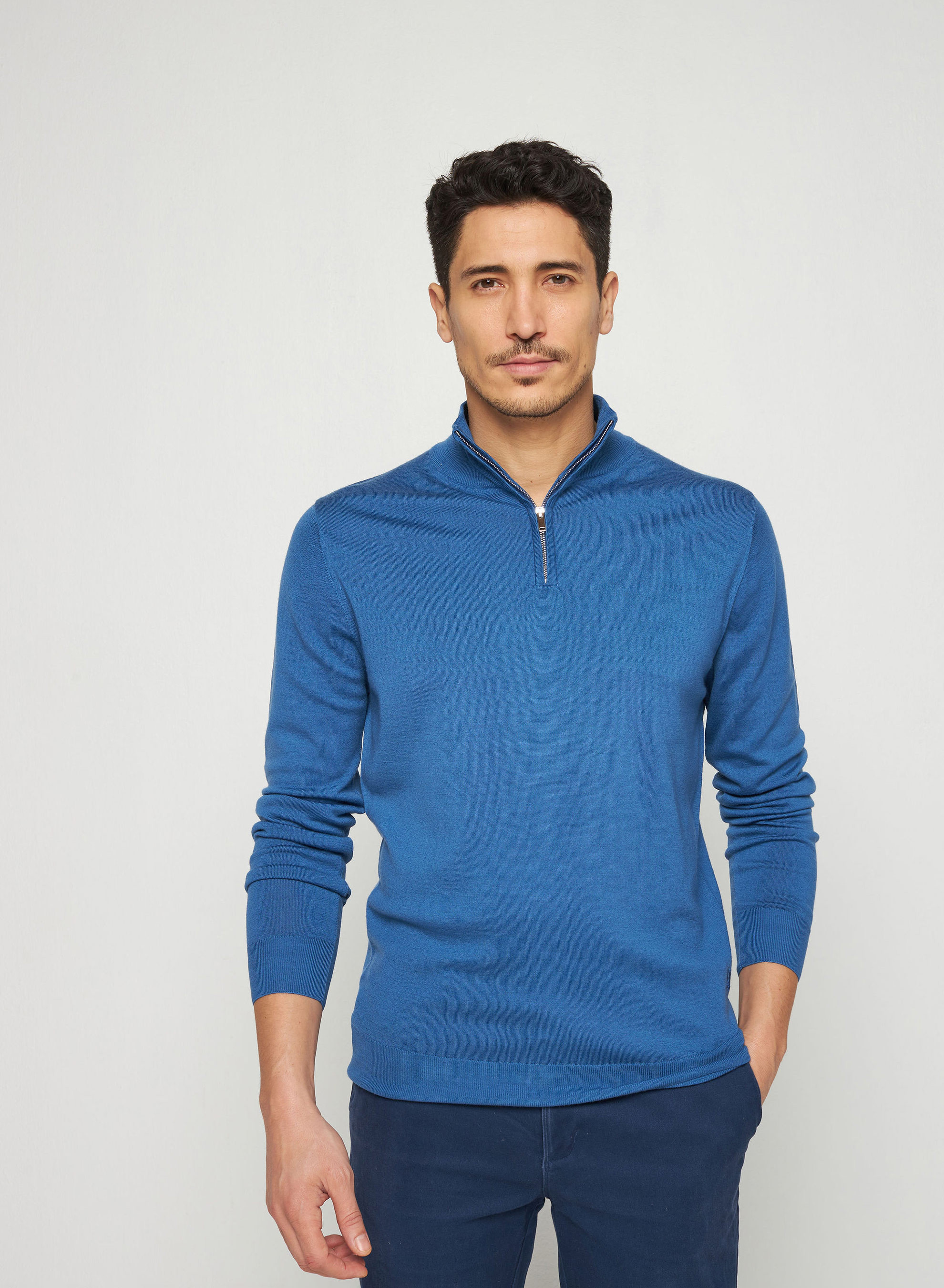 Trucker neck sweater with logo in merino wool - Ryan
