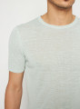 T-shirt col rond en lin flammé - Renaud 7651 sauge - 23 Vert clair