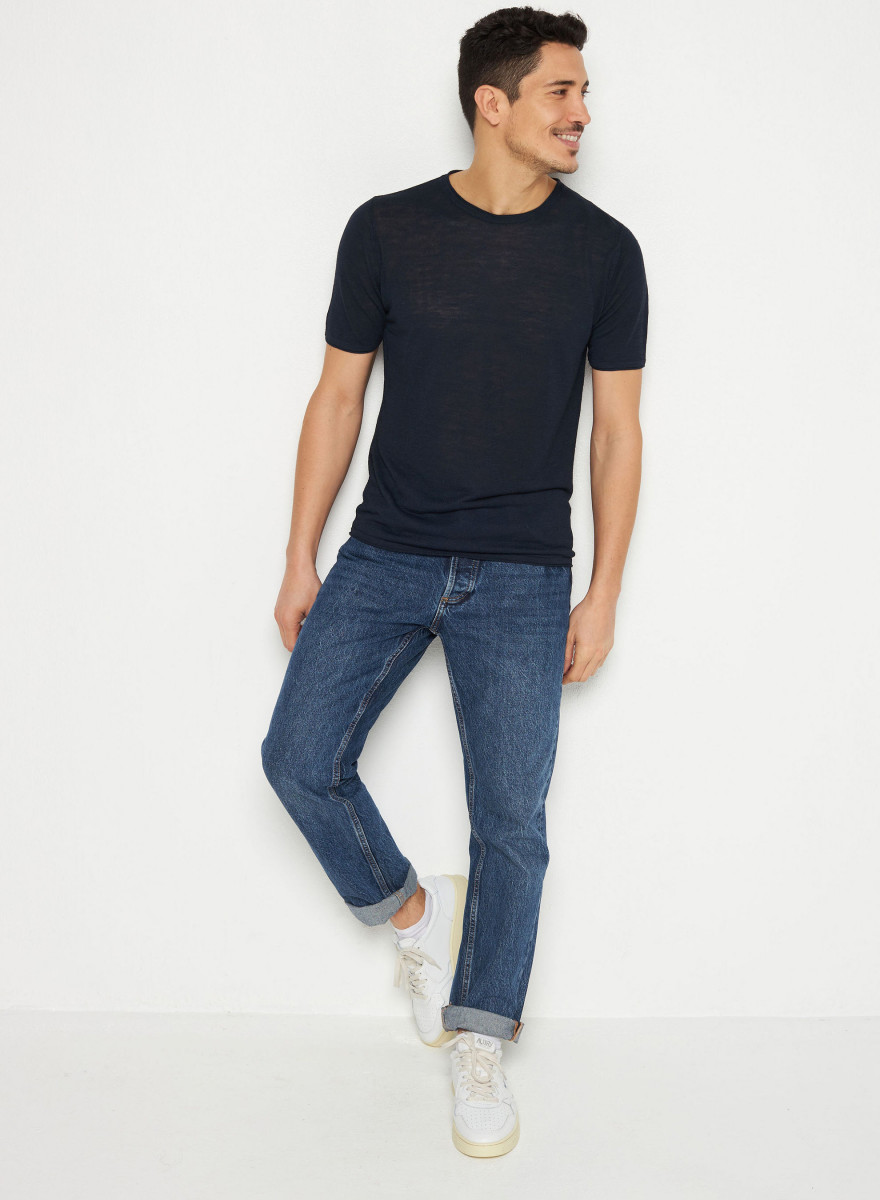 T-shirt col rond en lin flammé - Renaud