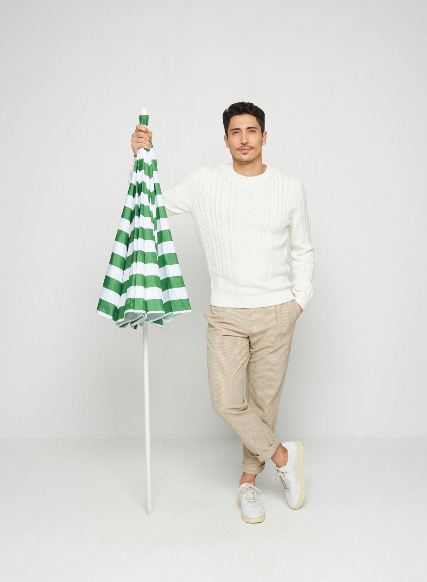 Suéter de malha de algodão trançado - Ridwane