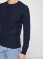 Pull torsadé en coton bio - Ridwane 7640 marine - 05 Bleu marine
