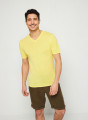 T-shirt col V en lin flammé - Reuben 7660 citron - 08 Jaune