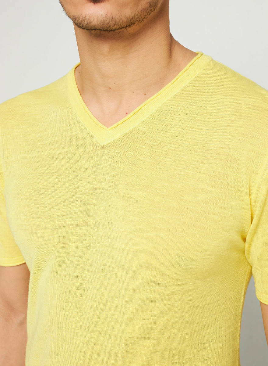 Slub linen V-neck T-shirt - Reuben