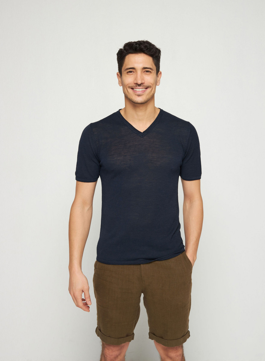 T-shirt col V en lin flammé - Reuben