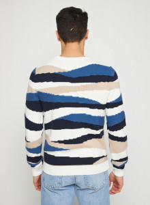 Sweater with colored stripes in organic cotton - Recife