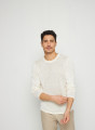 Pull col rond en lin - Rudy 7601 ecru - 82 Ecru