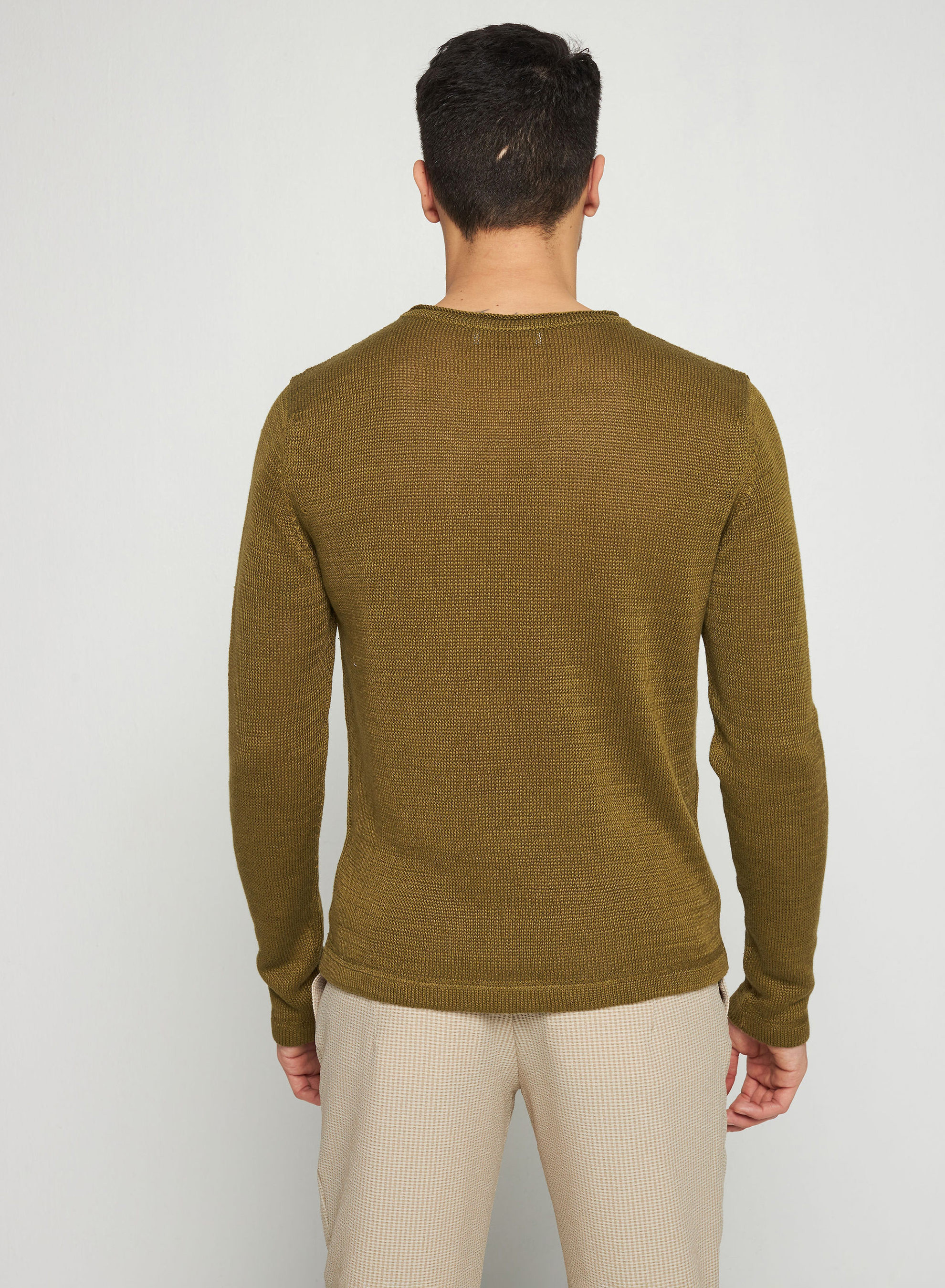 Pull col col tunisien en lin - Rubin 7650 kaki - 83 Kaki