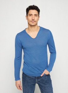Slub linen and linen V-neck sweater -Blayne