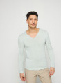 T-shirt col tunisien en lin flammé - Blayne 7651 sauge - 23 Vert clair