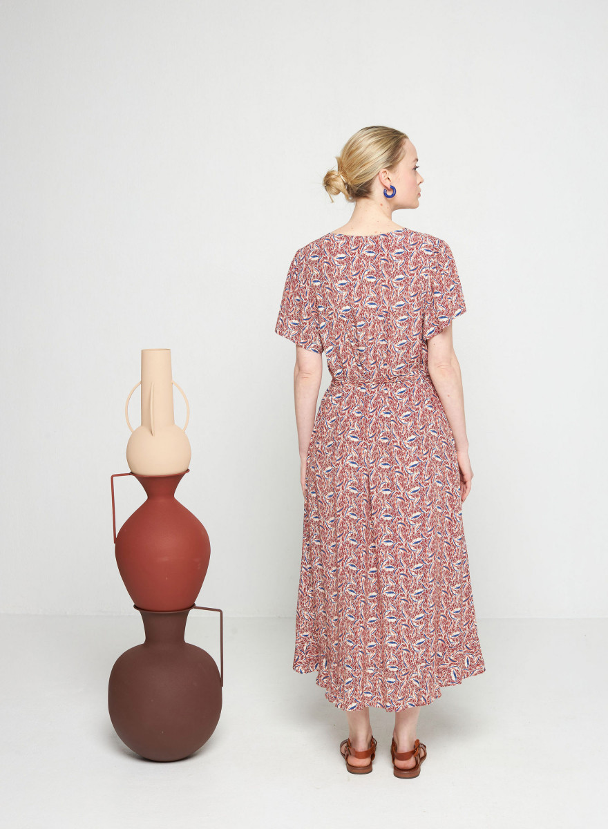 Robe longue à motifs en chaine et trame viscose - Sefiane