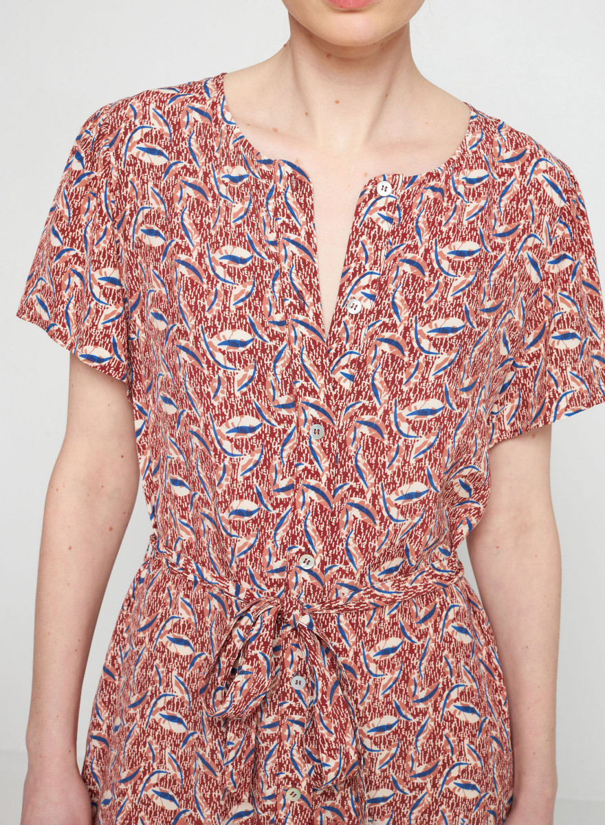 Robe longue à motifs en chaine et trame viscose - Sefiane